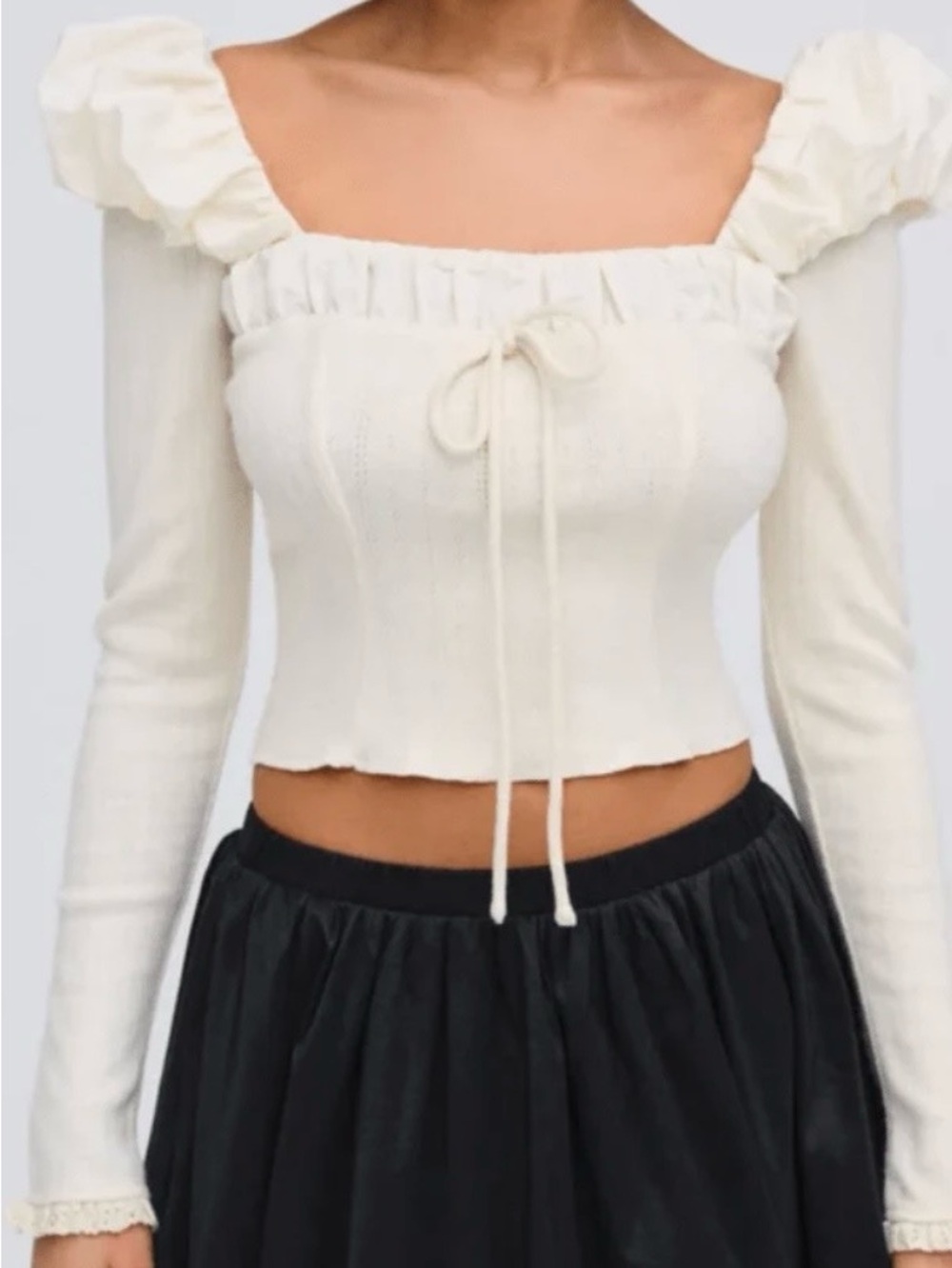For Love & Lemons Aliyah Pointelle Top in Cream Size XL NWT